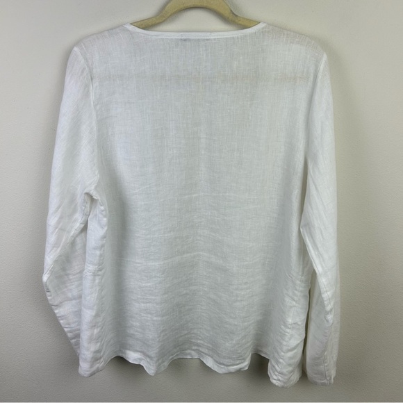Lungo L'Arno 100% Linen made in Italy white linen & crochet lace open front L - Picture 9 of 9